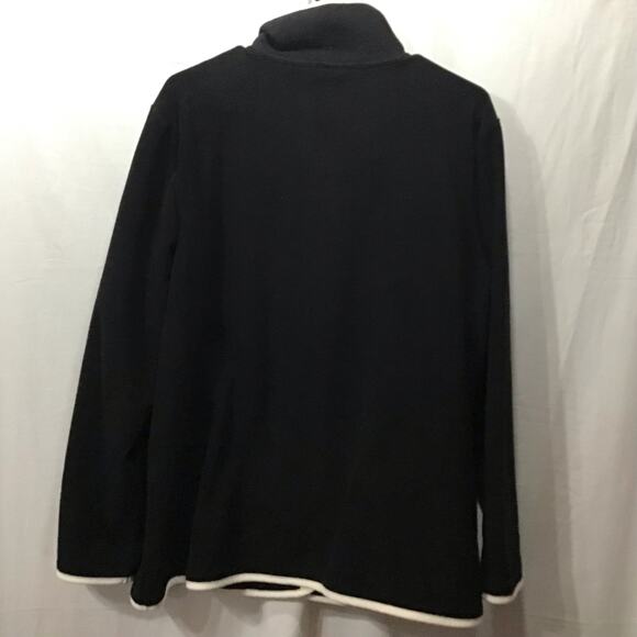 Susan Graver Weekend Bkack White Contrast Trim Soft Fleece Snap Front Jacket L - Picture 4 of 7